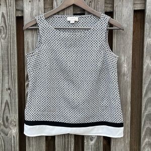 Loft dressy tank blouse sleeveless black white  size XXSP